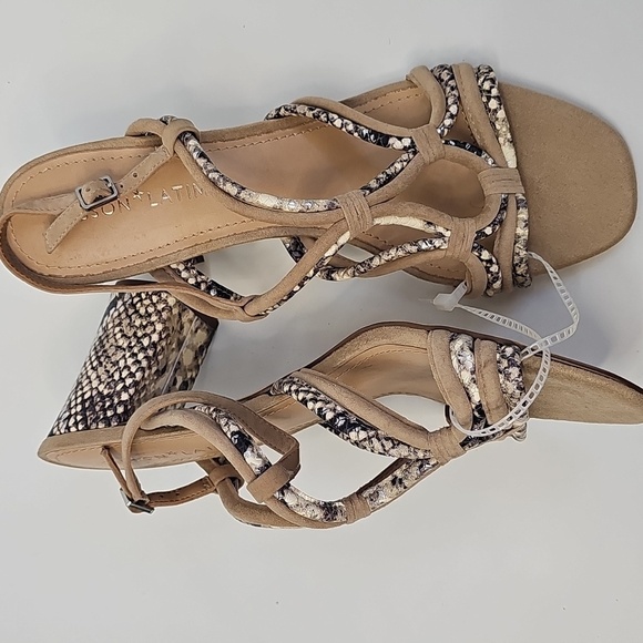 Gibson Latimer Soft Sheep Leather wAnimal Print Block Heel Strappy Sandals Sz:10 - Picture 4 of 13